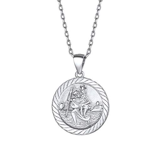 Christopher Anhänger Halskette 925 Sterling Silber St Christopher Silberfarbe Medaille Münze Anhänger Schmuck von Silvora