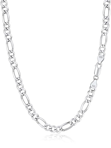 Silvora Feine Silberkette 5mm Ultradünne Sechseck Damen/Herren Kette aus 925 Silber Damen Figarokette 51cm Halskette Damen/Herren ohne Anhänger aus 925er Sterlingsilber von Silvora