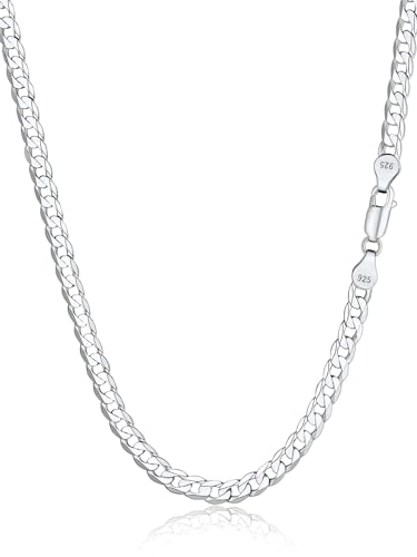 Silvora Silberkette Halskette Kette Damen/Herren 5mm Ultradünne Sechseck Damen/Herren Kubanische Kette Silberfarben 66cm Halskette Damen ohne Anhänger aus 925er Sterlingsilber von Silvora