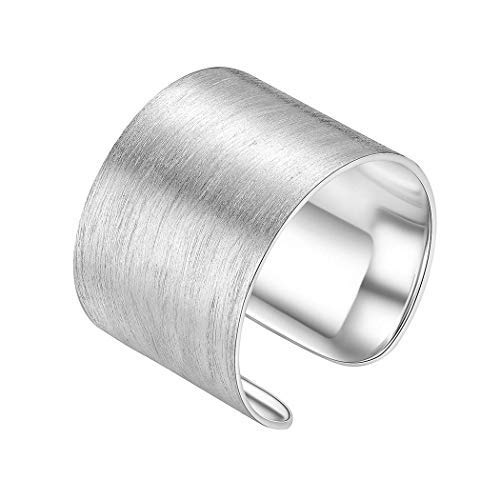 S925 Silber Einfache Art und Weise glatt/gebürsteter Offen Ring, Offener Paar Ringe Für Damen/Herren, Personalisiert S925 Silber glatt/gebürsteter Offen Ring（Breit5/10/15mm） von Silvora