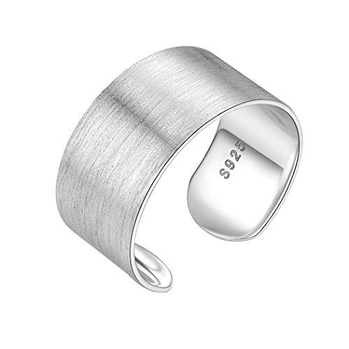 S925 Silber Einfache Art und Weise glatt/gebürsteter Offen Ring, Offener Paar Ringe Für Damen/Herren, Personalisiert S925 Silber glatt/gebürsteter Offen Ring（Breit5/10/15mm） von Silvora