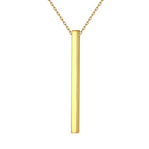 Silvora Säulenkette 925 Silber Damen Quader Bar Anhänger Unisex Gold Quader Stab Halskette für Damen/Frauen/Mädchen 46cm + 5cm Verlängerungskette von Silvora