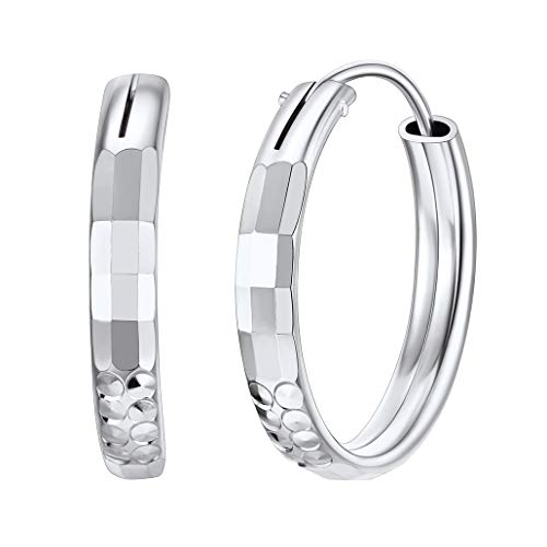 Silvora 925 Silber Creolen Ohrringe 20mm Damen Hoop Silber Polierte Runde Kreis Ohrringe Konkaven Muster 20mm Mode Creolen Silber für Damen Damen Creolen Ohrringe von Silvora