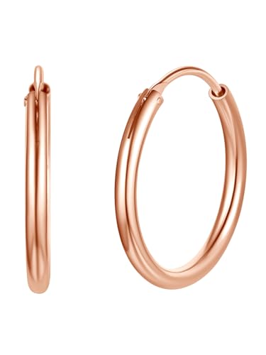 Silvora Vintage Ohrringe Creolen Rosegold Damen 925 Silber 20mm Kleine Creolen Ohrrringe Frauen Mädchen Basic Kreis Hoop Ohrschmuck Modeschmuck Accessoires von Silvora