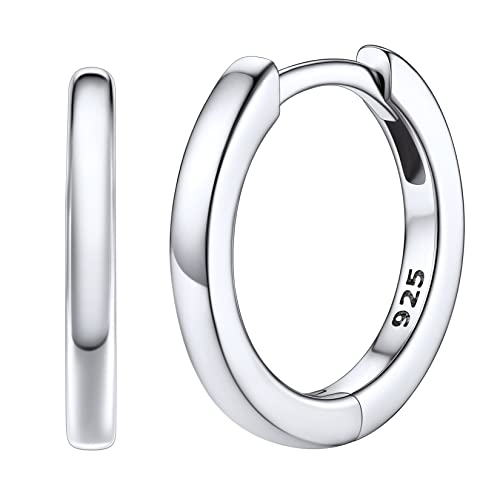 Silvovra Damen Huggie Hoop 925 Sterling Silber Basic Creolen Kreis Ohrringe 10mm Innerdurchmesser Kleine Creolen Huggie Ohrschmuck für Frauen Mädchen von Silvora