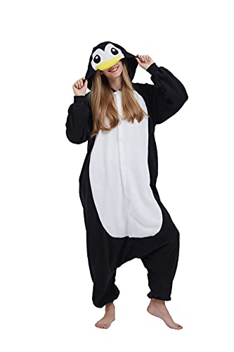 SimZoo Tier-Einteiler-Pyjama für Erwachsene, Herren und Damen, Pinguin-Cosplay-KostüM, NachtwäSche, Einteilig, Unisex, Homewear, GrößE S von SimZoo