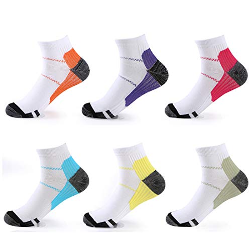 Simoda 6 Paar Kompressionssocken, Sportsocken, Plantarfasziitis, Fußgewölbeunterstützung, Laufen, Fitnessstudio, Kompressionssocken für Männer und Frauen (Farbe #1, L/XL) von Simoda