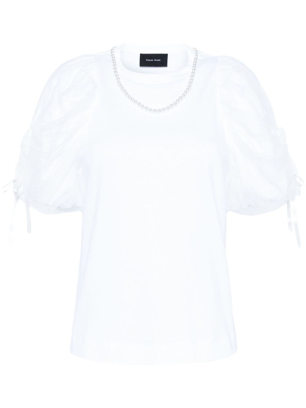 Simone Rocha Puffärmel-T-Shirt mit Perlenkette - Weiß von Simone Rocha