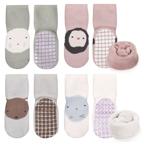 Simpeak 4 Paar Socken Baby, ABS Socken Baby Anti Rutsch, Rutschfeste Babysocken Junge Mädchen, Stoppersocken Baby, Graugrün, Hellgrau, Beige, Weiß, Rosa, 36-60 Monate Simpeak 4 Paar Socken Baby, ABS Socken Baby Anti Rutsch, Rutschfeste Babysocken Junge Mädchen, Stoppersocken Baby, Graugrün, Hellgrau, Beige, Weiß, Rosa, 36-60 Monate von Simpeak