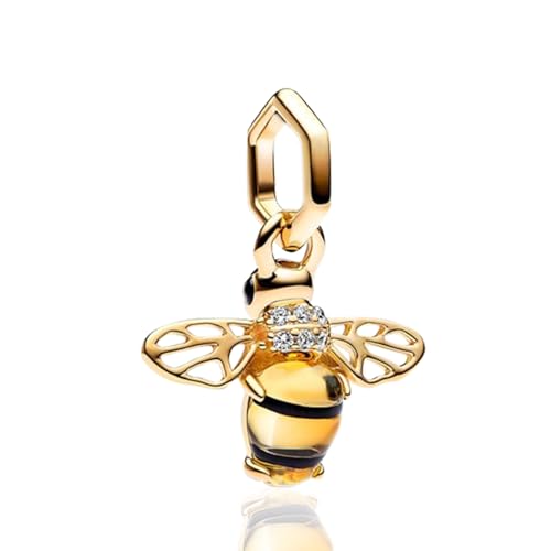 Simphman Goldener funkelnder Bienen-Charm, 925er-Sterlingsilber, Anhänger für Armbänder und Halsketten, Perlenanhänger mit Zirkonia, Schmuckanhänger für Frauen, Familie, Freunde Simphman Goldener funkelnder Bienen-Charm, 925er-Sterlingsilber, Anhänger für Armbänder und Halsketten, Perlenanhänger mit Zirkonia, Schmuckanhänger für Frauen, Familie, Freunde von Simphman