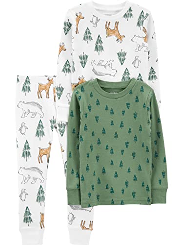 Simple Joys by Carter's Baby-Jungen 3-Piece Snug-fit Cotton Christmas Pajama Pyjama-Set, Grün Pinie/Weiß Wald, 12 Monate (3er Pack) von Simple Joys by Carter's