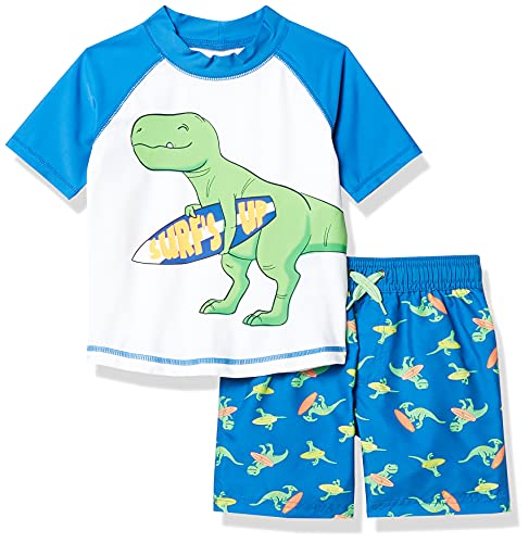 Simple Joys by Carter's Baby Jungen Swimsuit Trunk and Rashguard Rash-Guard-Set, Blau Weiß Dinosaurier, 3-6 Monate von Simple Joys by Carter's