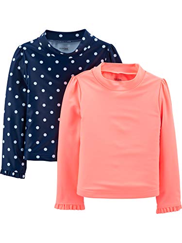 Simple Joys by Carter's Mädchen 2-Pack Hooded Rashguards Rash Guard Shirt, Korallenrosa/Marineblau, 3-6 Monate (2er Pack) von Simple Joys by Carter's