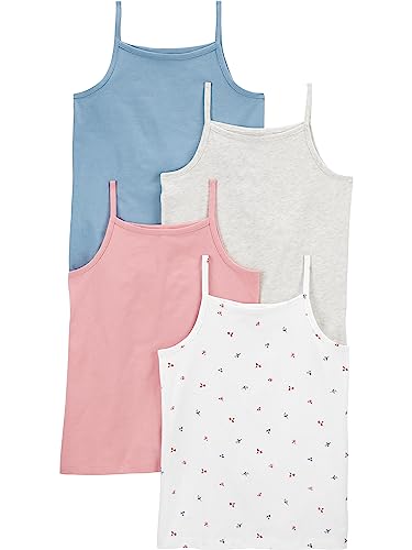 Simple Joys by Carter's Mädchen Tank Tops, Pack of 4 Cami Shirt, Blau/Grau/Rosa/Weiß Floral, 7 Jahre (4er Pack) von Simple Joys by Carter's