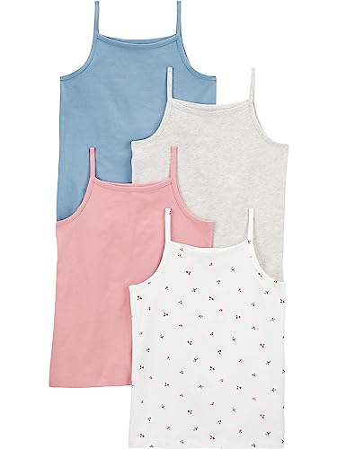 Simple Joys by Carter's Mädchen Tank Tops, Pack of 4 Cami Shirt, Blau/Grau/Rosa/Weiß Floral, 4-5 Jahre (4er Pack) von Simple Joys by Carter's
