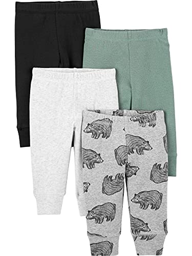 Simple Joys by Carter's Unisex-Baby 4-Pack Neutral Pant Hose, Fichtengrün/Grau Bär/Schwarz/Weiß, 24 Monate (4er Pack) von Simple Joys by Carter's