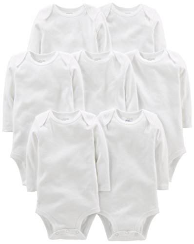 Simple Joys by Carter's Unisex Baby Side-snap Long-Sleeve Shirt Body, Weiß, 3-6 Monate (7er Pack) von Simple Joys by Carter's