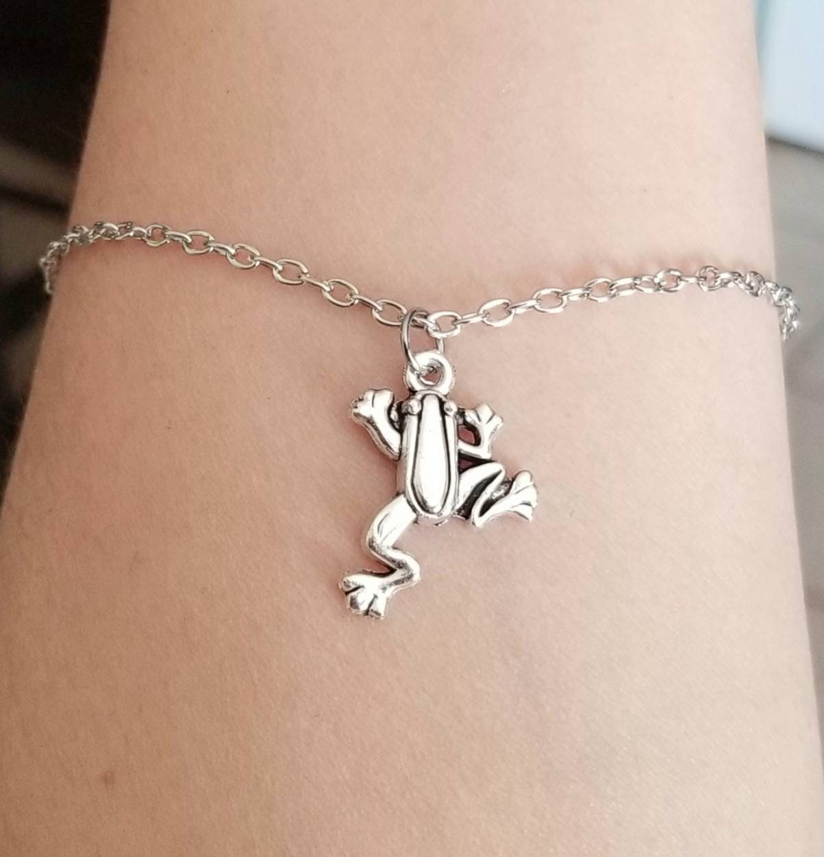 Silber Frosch Fußkettchen, Charm Damen Frosch Schmuck, Geschenk, Charm, Kröte, Frösche, Fußkettchen von SimplyChicByAngela