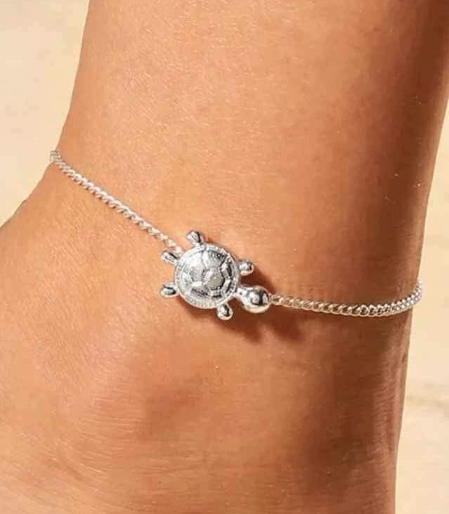 Silber Schildkröte Fußkettchen, Knöchel Armband, Damen Fußkette, Ankle Schmuck, Fußkettchen Für Frauen, Strand, Meer von SimplyChicByAngela