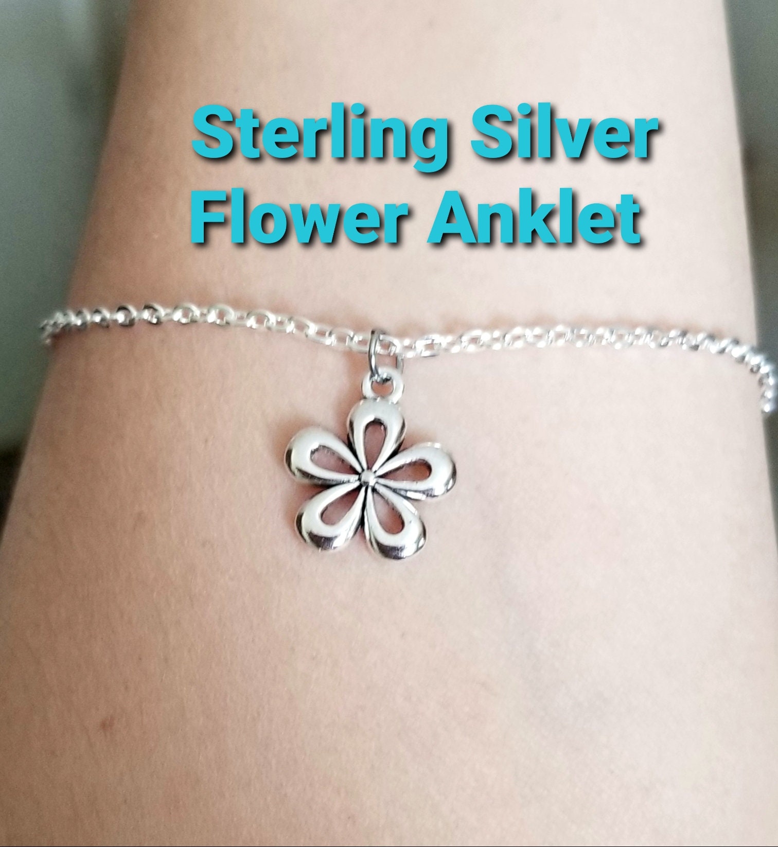 sterling Silber Blumen Fußkettchen, Anhänger Frauen Fußkettchen Für Jugendliche, Blumen, Sommer Schmuck von SimplyChicByAngela