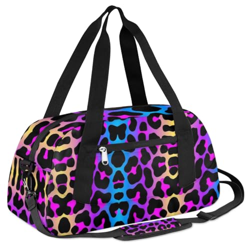 Reisetasche für Kinder, Regenbogen, Leopardenmuster, wasserdicht, Sport, Fitnessstudio, Workout, für Mädchen, Gymnastik, Tanz, Tragetasche, Geschenke, Tasche von SinSenMa