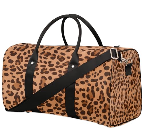 Sporttasche mit Leopardenmuster für Damen und Mädchen, personalisierbar, Tanztasche, Übernachtung, leicht, wasserabweisend, faltbar, Turnbeutel, Wochenendübernachtung, Handgepäcktasche, Reisetasche, von SinSenMa