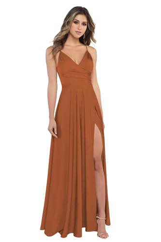 Sincemeet Damen V-Ausschnitt Spaghettiträger Satin Brautjungfernkleider formeller Satin Abschlussball Abendkleider mit Schlitz Sincemeet Damen V-Ausschnitt Spaghettiträger Satin Brautjungfernkleider formeller Satin Abschlussball Abendkleider mit Schlitz von Sincemeet