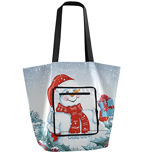 Faltbare Schultertasche mit Schneemann-Motiv, wiederverwendbar, strapazierfähig, für Reisen, Arbeit, Geschenk von Sinestour