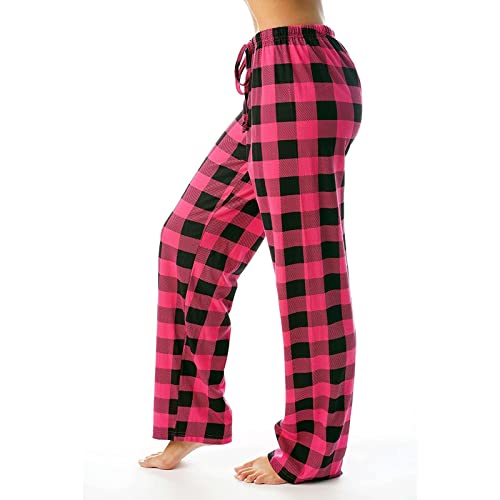 Pyjamahose Damen Schlafanzug Lang Schlafanzughose Jerseyhose Karierte/Unifarbe Freizeithosen Hausehose mit Zwei Taschen Pyjamahose Weihnachten,Wine,M von Singular-Point