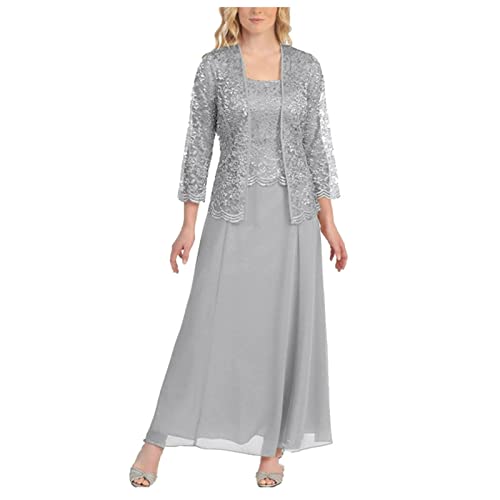 Singular-Point Damen Kleid Hochzeit Abendkleid Festliche Vintage Chiffonkleid Spitze Kleider Blaues Cardigan Cocktailkleider Damenkleid TüLlkleid üBergrößE von Singular-Point