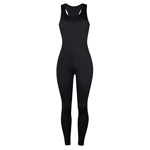 Singular-Point Damen Sport Jumpsuit Lang Yoga Armellos Bodycon Einteiler Ganzkörperanzug Stretch Elegant Jumpsuit eng Eckigem Ausschnitt Gerippte Workout Overall Hosenanzug,E# Black,XL von Singular-Point