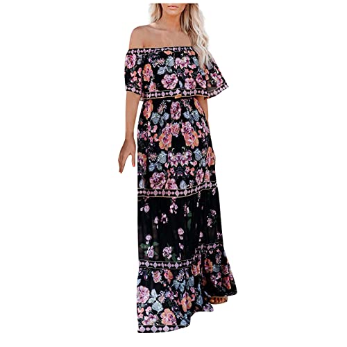 Sommerkleid Damen Lang Elegant Sexy Mexikaner Mexikanisches Hawaii Bohemian Boho Style Off Shoulder Blumenkleid Sommer Leicht A Linien Maxikleider Freizeitkleid Strandkleid Rot Blume C# Black,M Sommerkleid Damen Lang Elegant Sexy Mexikaner Mexikanisches Hawaii Bohemian Boho Style Off Shoulder Blumenkleid Sommer Leicht A Linien Maxikleider Freizeitkleid Strandkleid Rot Blume C# Black,M von Singular-Point