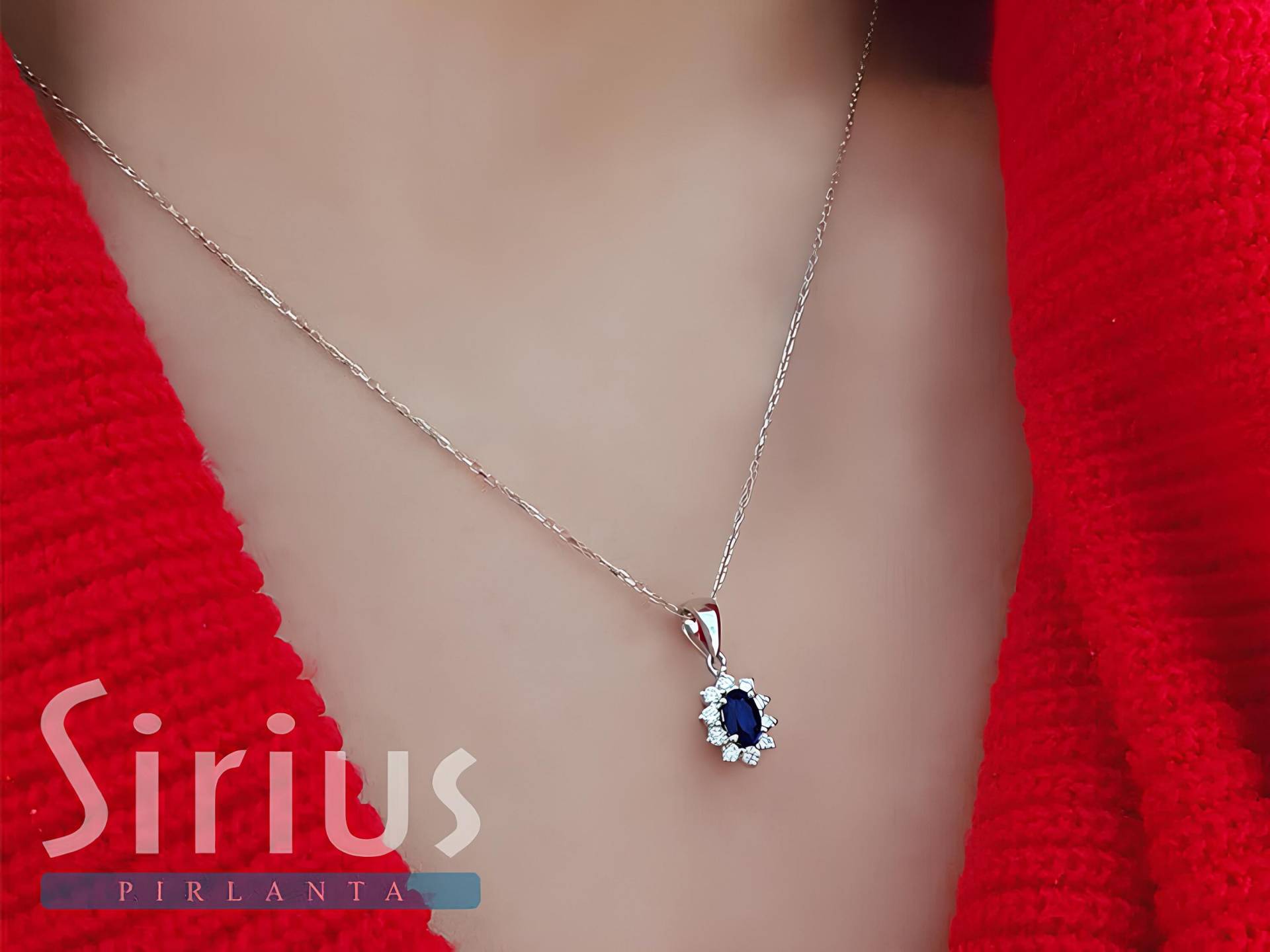 Elegante Blaue Saphir-Frauen-Halskette, 14K Gold Solitär-Halskette, Echte Diamanten, Edelsteinschmuck, Geburtstagsgeschenk von SiriusDiamond