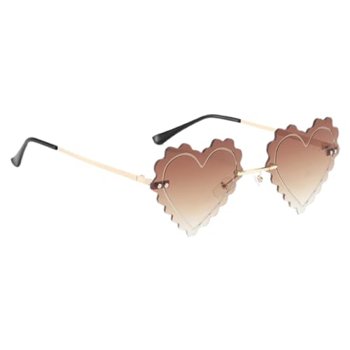 Sirseon Herzförmige Brille,Herzförmige Sonnenbrille, Bunte Herzbrille, Lustiges Abschlussball-Party-Zubehör, randlose herzförmige Brille mit Schnittkante für Damen und Herren von Sirseon