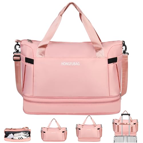 Reisetasche, groß, erweiterbar, Wochenendtasche für Übernachtung, für Damen, Fitnessstudio, Workout-Tasche, Mama, Krankenhaus-Tasche für Arbeit und Lieferung, Pink von Siudaro