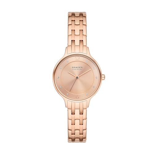 Skagen Anita Lille Uhr für Damen, Quarzwerk mit Edelstahl- oder Lederarmband, Rose-Gold-Ton, 30MM von Skagen