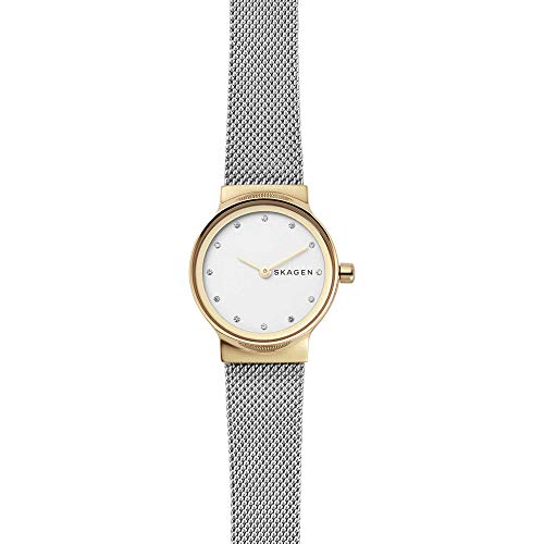 Skagen Freja Uhr für Damen, Quarzwerk mit Edelstahl- oder Lederarmband, Silberton und Goldton, 26MM von Skagen