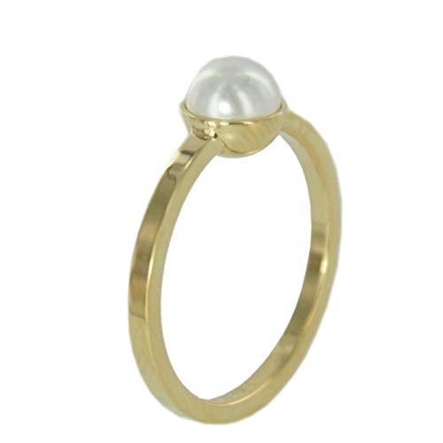 Skagen Damen Ring Gold Perle Weiss JRSG035, Größe:S6 (16.5 mm Ø) von Skagen