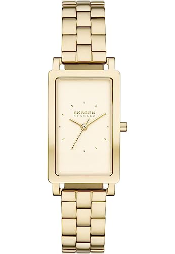 Skagen Hagen Uhr für Damen, Quarzwerk mit Edelstahl- oder Lederarmband, Gold-Ton, 22MM von Skagen