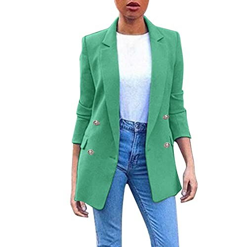 Blazer Damen Lang Elegant Sportlich Longblazer Business Jacke Revers Büro Slim Fit Langarm Blazerjacke Outwear Knopf Mantel Anzüge Casual Arbeit Büro Sakko von Skang