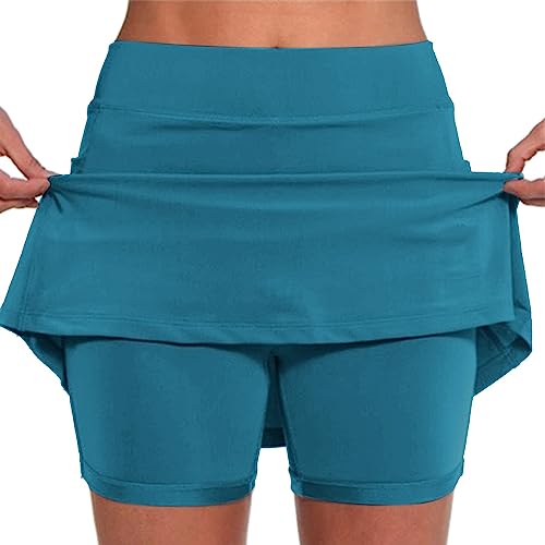 Damen Rock mit Innenshorts Tennisrock Hohe Taille Sportrock mit Hose Kurz Golfrock Golf Sport Hosen Laufrock 2 in1 Sport Leggings mit Rock Dehnbar Laufenrock von Skang