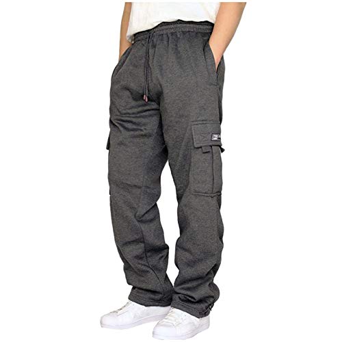 Herren Cargohose Lang Regular Fit Cargo Hose Freizeithose Einfarbig Sporthose Stretch Casual Hosen mit Taschen Elastische Taille Sweatpants Trekkinghose für Männer Streetwear von Skang