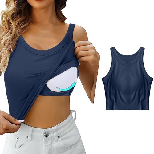 Kreuzfahrt Must Have locker sitzendes Tanktop mit integriertem BH Camisole top für Damen integrierter BH entspannte Passform Verstellbarer träger von Skang