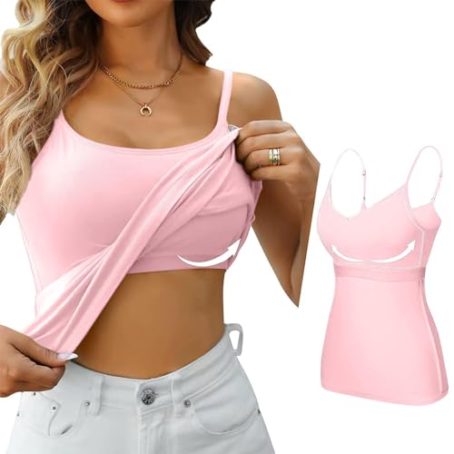 Sale Damenmode unterhemden & BH Hemden für Damen Tanktop mit integriertem BH Shirt mit BH integriert Shirts Damen Sommer ärmellos unterhemden Damen spaghettitraeger schwarz Baumwolle von Skang