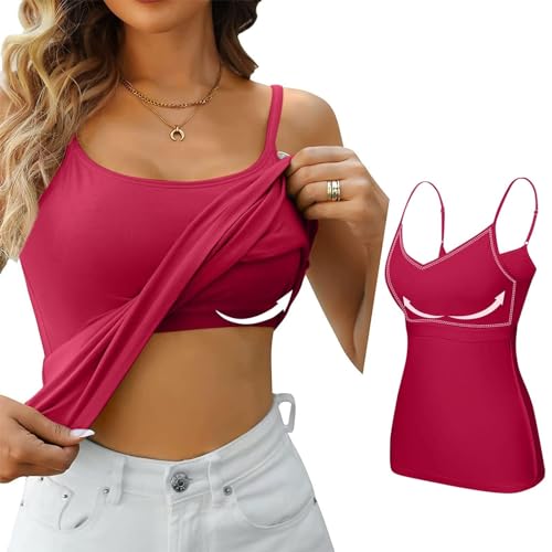 Skang tagesangebote Heute Damen Spaghettitop mit integriertem BH Sommer ärmellose Tank top Loungewear BH Hemdchen ohne bügel Bustier gepolstert Shapewear unterhemd von Skang