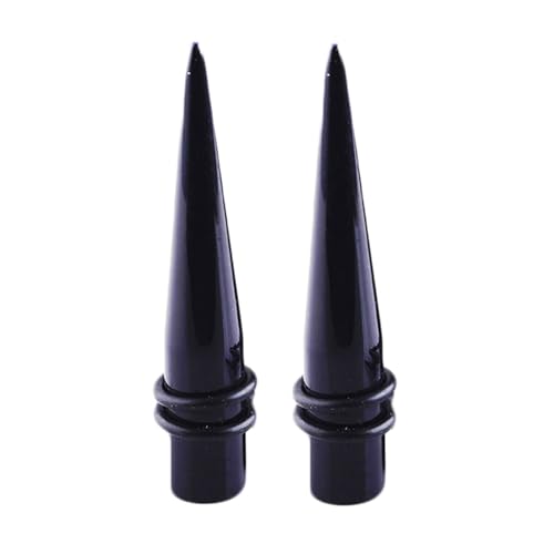 2Pcs Acryl 10mm Tunnel Frauen, Ohr Tunnel Schwarz Glatter Kegel Flesh Tunnel Set von Skcess