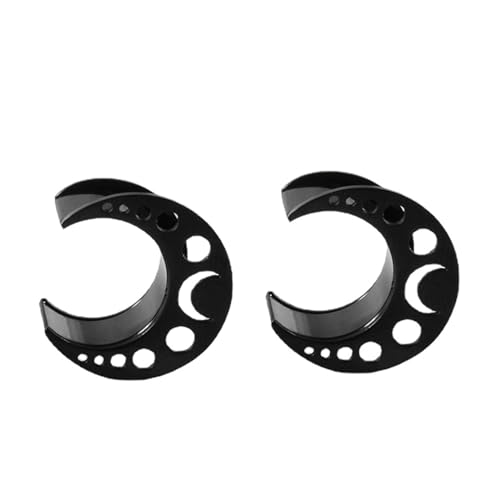 2Pcs Edelstahl 10mm Tunnel Frauen, Piercing Tunnel Schwarz Schwarzer Hohlmond Ohrloch Stecher Set von Skcess