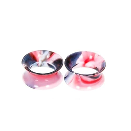 2Pcs Silikon 10mm Tunnel Frauen, Ear Tunnel Plug Pink Schwarz Rosa Und Schwarzer Reifen Piercing Set von Skcess