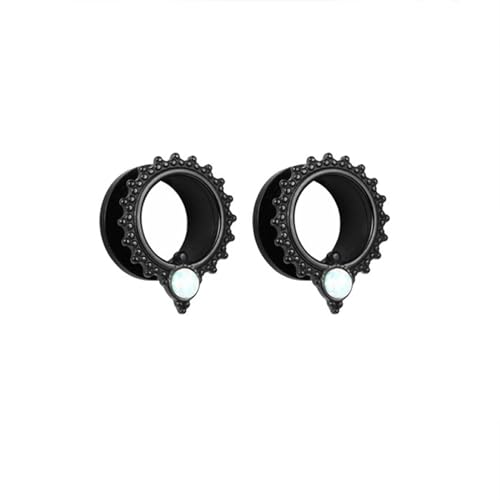 2Pcs Tunnel 16mm Frauen Edelstahl, Ohrringe Tunnel Schwarz Rund Mit Vintage-Blume Ohrloch Stecher Set von Skcess