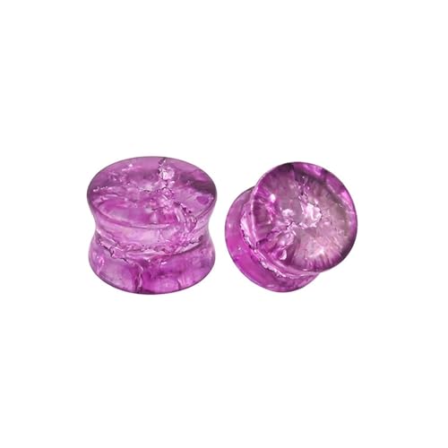 2Pcs Tunnel 16mm Frauen Glas, Ohrringe Tunnel Lila Glas Mit Muster Ohrloch Stecher Set von Skcess